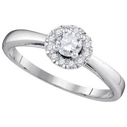0.33 CTW Natural Diamond Halo Bridal Engagement Anniversary Ring 14K White Gold