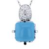 Image 1 : 14K White Gold 7.3CTW Turquoise Necklaces - REF-51X7Y