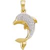Image 1 : 0.1 CTW Natural Diamond Dolphin Nautical Animal Cluster Pendant 14K Yellow Gold
