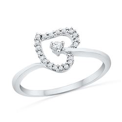 0.13 CTW Natural Diamond Heart Love Ring 10K White Gold