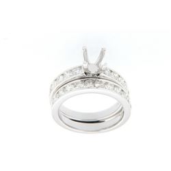 14K White Gold 1.86CTW Diamond Wedding Ring Set - REF-258W5H