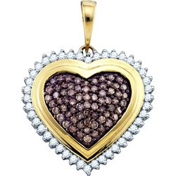 1 CTW Cognac-brown Colored Diamond Heart Love Pendant 10K Yellow Gold