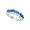 Image 1 : 0.85 CTW Blue Colored Diamond Band 10K White Gold