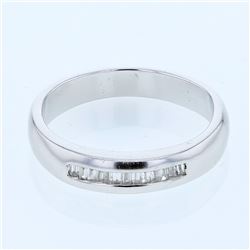 Gents Baguette Channel-set Diamond Ring  in 14K White Gold - REF-71R2K