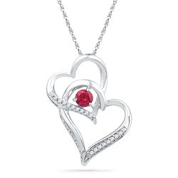 0.31 CTW Lab-Created Ruby Heart Love Pendant 10K White Gold