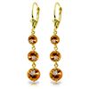 Genuine 7.2 ctw Citrine Earrings Jewelry 14KT Yellow Gold - REF-42R6P