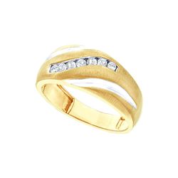 0.25 CTW Mens Masculine Channel-set Diamond Brushed-satin Band 14K Yellow Gold