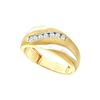 0.25 CTW Mens Masculine Channel-set Diamond Brushed-satin Band 14K Yellow Gold