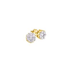 0.25 CTW Natural Diamond Flower Cluster Earrings 10K Yellow Gold