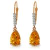 Genuine 3.15 ctw Citrine & Diamond Earrings Jewelry 14KT Rose Gold - REF-44X3M