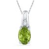 1.01 CTW Lab-Created Peridot & Natural Diamond Pendant 10K White Gold