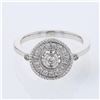 Round cut Halo Diamond Ring in 18K White Gold - REF-72N7A