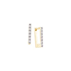 0.06 CTW Natural Diamond Classic Square Rectangle-shape Hoop Earrings 14K Yellow Gold