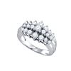 Image 1 : 1.04 CTW Natural Diamond Cocktail Cluster Ring 10K White Gold