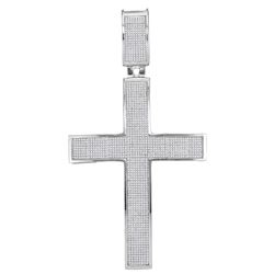 1.89 CTW Mens Natural Diamond Christian Roman Cross Charm Pendant 10K White Gold