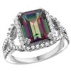 Natural 3.08 ctw mystic-topaz & Diamond Engagement Ring 14K White Gold - REF-106F3N