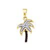 Image 1 : 0.1 CTW Black Colored Diamond Nautical Palm Tree Beach Pendant 10K Yellow Gold