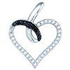 Image 1 : 0.26 CTW Black Colored Pave-set Diamond Open-Center Heart Pendant 10K White Gold