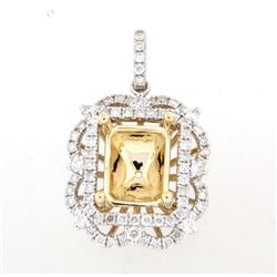 14K TwoTone Gold 0.67CTW SemiMount Slider w/Chain - REF-96K6R