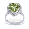Genuine 3.24 ctw Green Amethyst & Diamond Ring Jewelry 14KT White Gold - REF-66R9P