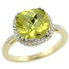 Image 1 : Natural 4.11 ctw Lemon-quartz & Diamond Engagement Ring 14K Yellow Gold - REF-42A9V