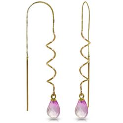 Genuine 3.3 ctw Pink Topaz Earrings Jewelry 14KT Yellow Gold - REF-18F3Z