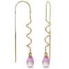 Genuine 3.3 ctw Pink Topaz Earrings Jewelry 14KT Yellow Gold - REF-18F3Z