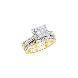 0.5 CTW Natural Princess Diamond Halo Bridal Engagement Ring 14K Yellow Gold