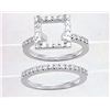 14K White Gold 0.88CTW Diamond Wedding Ring Set - REF-107F6M