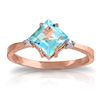 Genuine 1.77 ctw Blue Topaz & Diamond Ring Jewelry 14KT Rose Gold - REF-28H8X