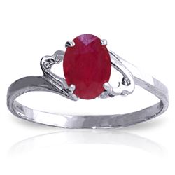 Genuine 1.15 ctw Ruby Ring Jewelry 14KT White Gold - REF-24F5Z