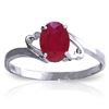 Genuine 1.15 ctw Ruby Ring Jewelry 14KT White Gold - REF-24F5Z
