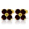 Genuine 1.15 ctw Garnet Earrings Jewelry 14KT Yellow Gold - REF-19N3R