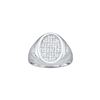 Image 1 : 0.25 CTW Mens Natural Diamond Oval Cluster Ring 14K White Gold