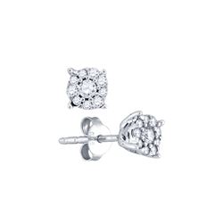 0.25 CTW Natural Diamond Cluster Screwback Stud Earrings 10K White Gold