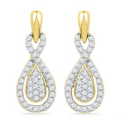 0.33 CTW Natural Diamond Oval-shape Dangle Screwback Earrings 10K Yellow Gold