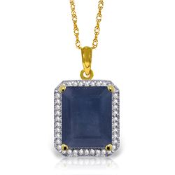 Genuine 6.6 ctw Sapphire & Diamond Necklace Jewelry 14KT Yellow Gold - REF-103N5R