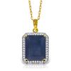 Genuine 6.6 ctw Sapphire & Diamond Necklace Jewelry 14KT Yellow Gold - REF-103N5R