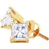 0.75 CTW Princess Natural Diamond Solitaire Stud Earrings 14K Yellow Gold
