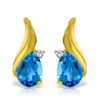 Genuine 5.06 ctw Blue Topaz & Diamond Earrings Jewelry 14KT Yellow Gold - REF-54W2Y