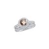 1.23 CTW Cognac-brown Diamond Solitaire Bridal Engagement Size 5 Set 1 & 1/4 Ctw 14K White Gold
