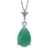 Genuine 1 ctw Emerald Necklace Jewelry 14KT White Gold - REF-24R5P