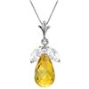 Genuine 7.2 ctw Citrine & White Topaz Necklace Jewelry 14KT White Gold - REF-30N5R