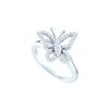 Image 1 : 0.25 CTW Natural Diamond Butterfly Bug Cocktail Cluster Ring 14K White Gold
