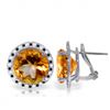 Genuine 12.4 ctw Citrine, White & Black Diamond Earrings Jewelry 14KT White Gold - REF-124A2K