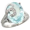 Natural 11.18 ctw aquamarine & Diamond Engagement Ring 14K White Gold - REF-169Y4X