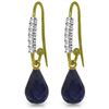 Genuine 17.78 ctw Sapphire & Diamond Earrings Jewelry 14KT Yellow Gold - REF-47H5X