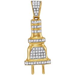 0.2 CTW Mens Natural Diamond Power Plug Charm Pendant 10K Yellow Gold