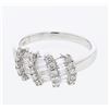 Image 1 : Baguette & Round Diamond Ring in 18K White Gold - REF-127R3K