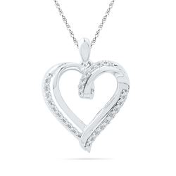 0.1 CTW Natural Diamond Heart Love Valentines Pendant 10K White Gold